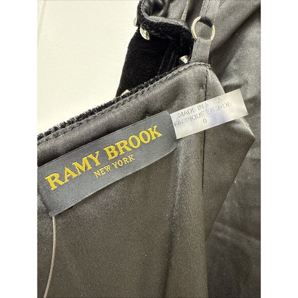 Ramy Brook Size 0 Black Omega Rhinestone Velvet Maxi Dress Spaghetti Straps - Picture 10 of 12